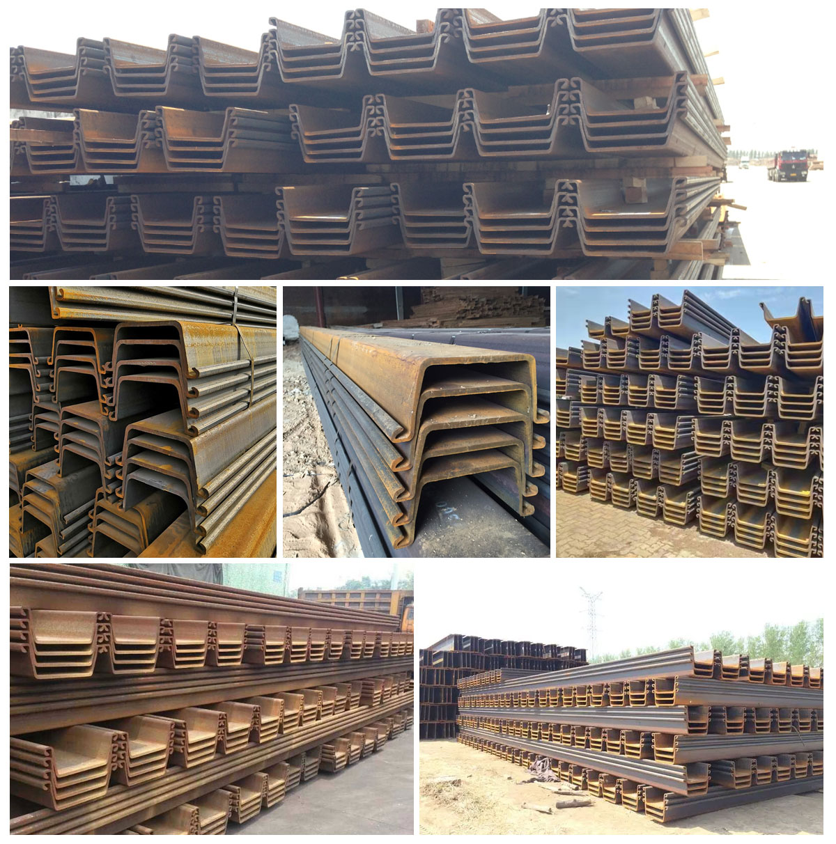 Estacas-prancha em aço em forma de U Estacas-prancha em aço em forma de Z